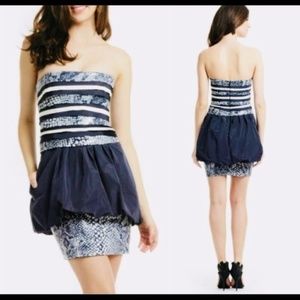 NWT! BCBGMaxAzria Blue Milo Sequin Peplum Dress